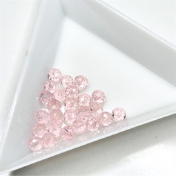 Rosa glasperler med facet, 4 x 3 mm, 25 stk.